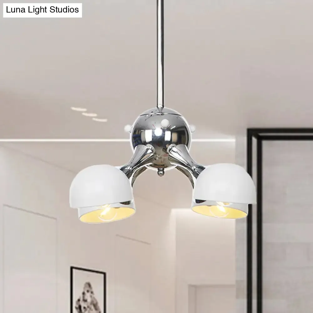 Industrial Dome Hanging Light Fixture - Metallic 3/4/5 Heads Chandelier Lamp for Living Room - Black/Chrome Finish