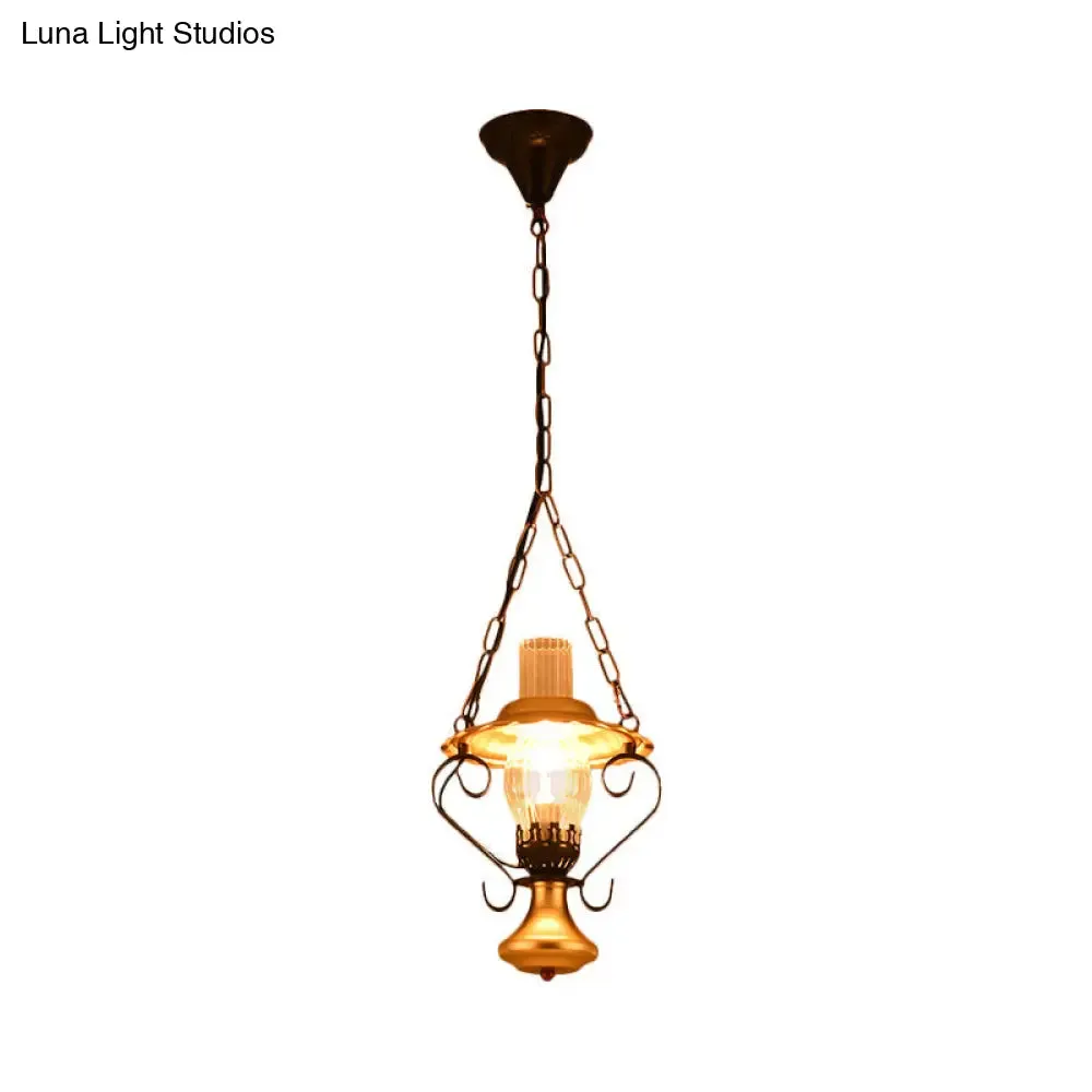 Industrial Metal 1/3-Light Cluster Pendant with Clear Glass for Restaurants