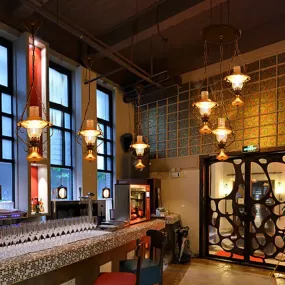 Industrial Metal 1/3-Light Cluster Pendant with Clear Glass for Restaurants