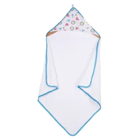 Infant Hooded Towel Wrap - Carnival Print White/Blue