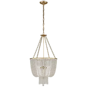 JACQUELINE 4 LIGHT CHANDELIER, HAND RUBBED ANTIQUE BRASS