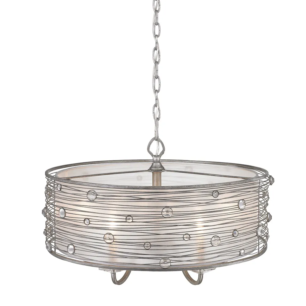 Joia 5 Light Chandelier in Peruvian Silver with Sterling Mist Shade