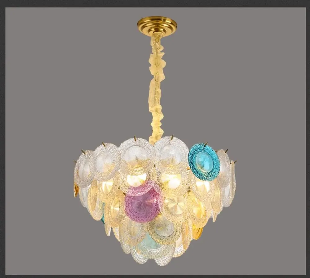 Kolia Home Deco Colorized Glass Silver Gold Ceiling Chandelier