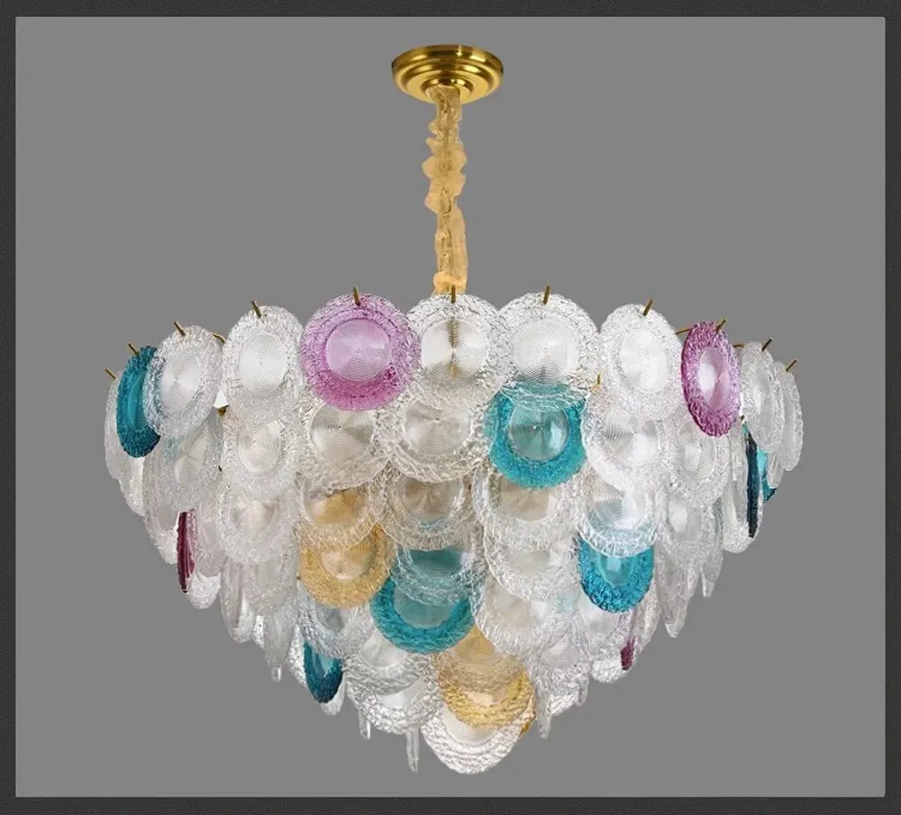 Kolia Home Deco Colorized Glass Silver Gold Ceiling Chandelier