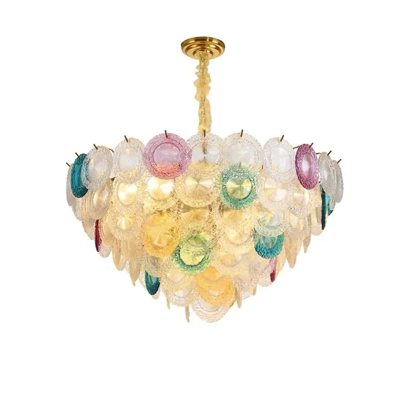 Kolia Home Deco Colorized Glass Silver Gold Ceiling Chandelier