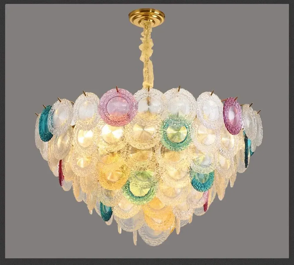 Kolia Home Deco Colorized Glass Silver Gold Ceiling Chandelier