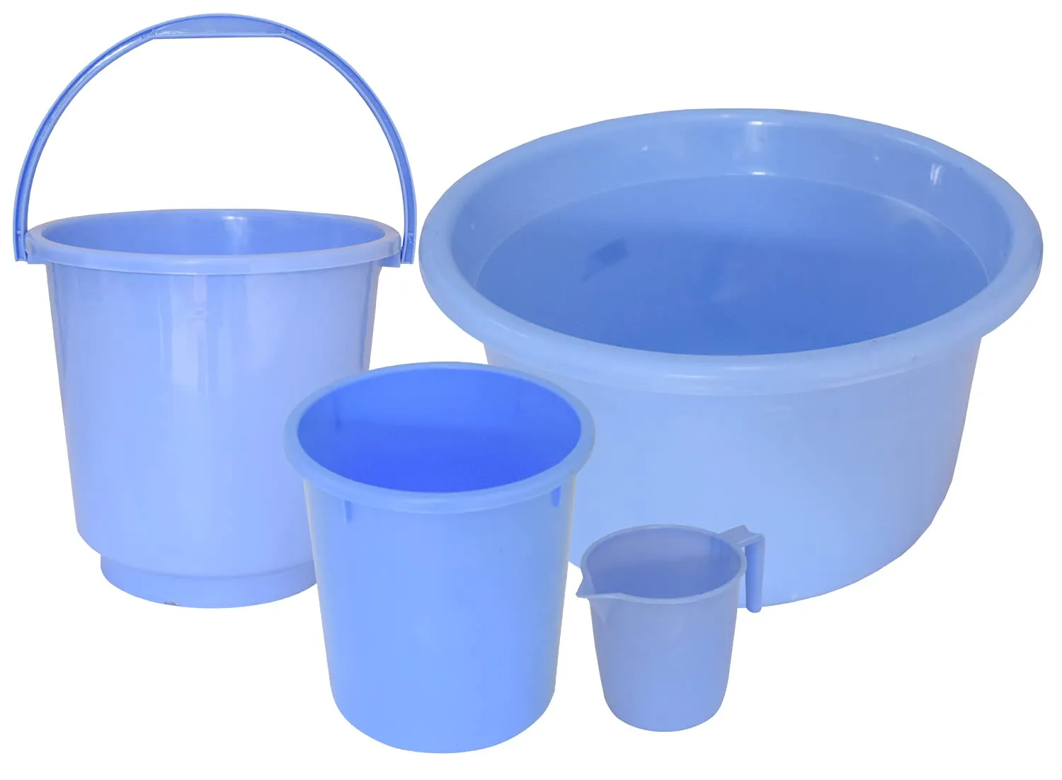 Kuber Industries 4 Pieces Plastic Bucket, Dustbin, Mug & Tub Set (Blue)