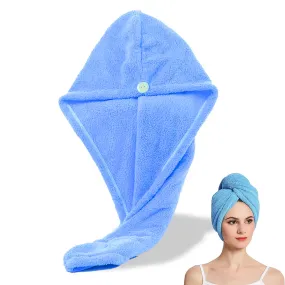 Kuber Industries Hair Wrapper | Hair-Drying Bathrobe Towel | Microfiber Towel | Quick Absorbent Hair Dry Towel | Hair Towel Wrap Cap | Salon Towel | Sky Blue