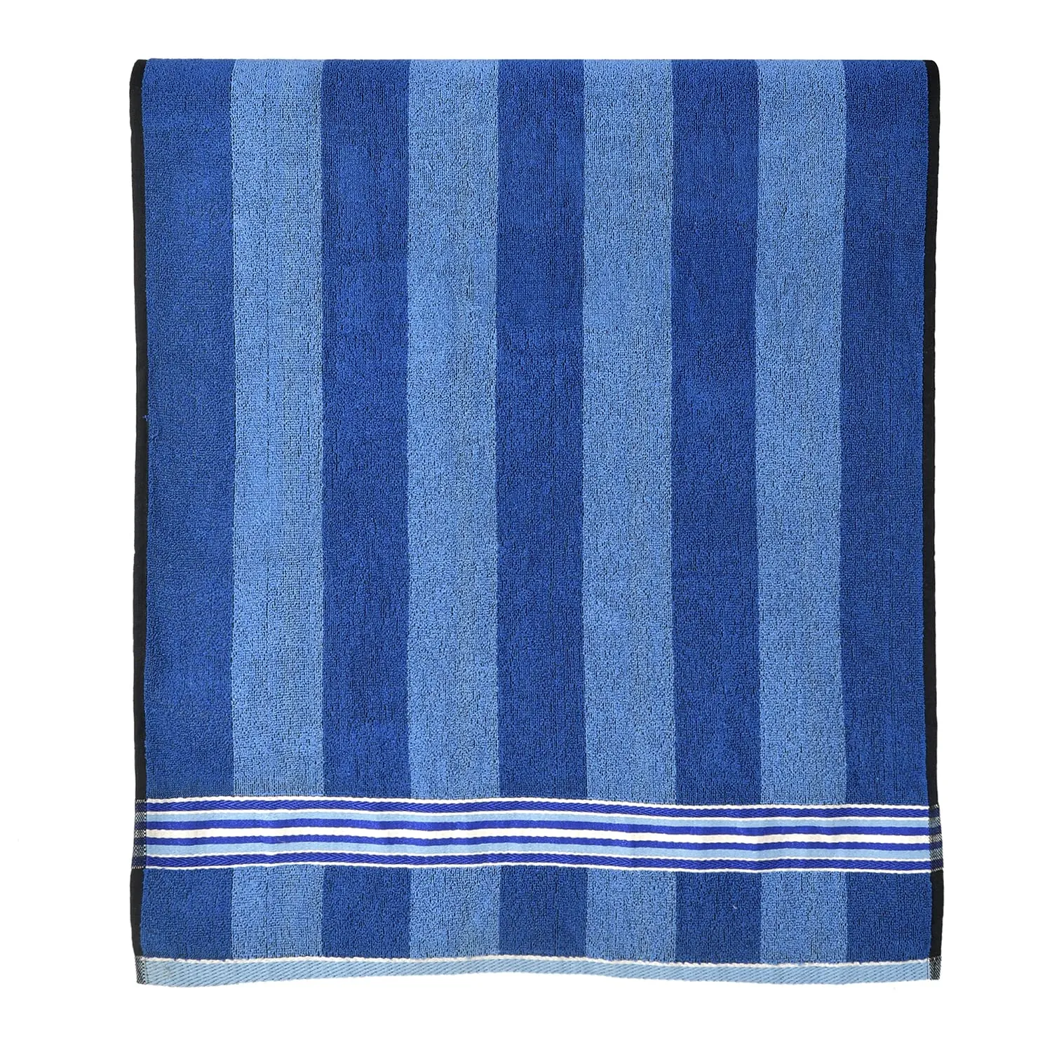 Kuber Industries Lining Design Super Soft, Fluffy, and Absorbent, Cotton Bath Towel Perfect for Daily Use- Pack of 2 (Blue)-44KM0554