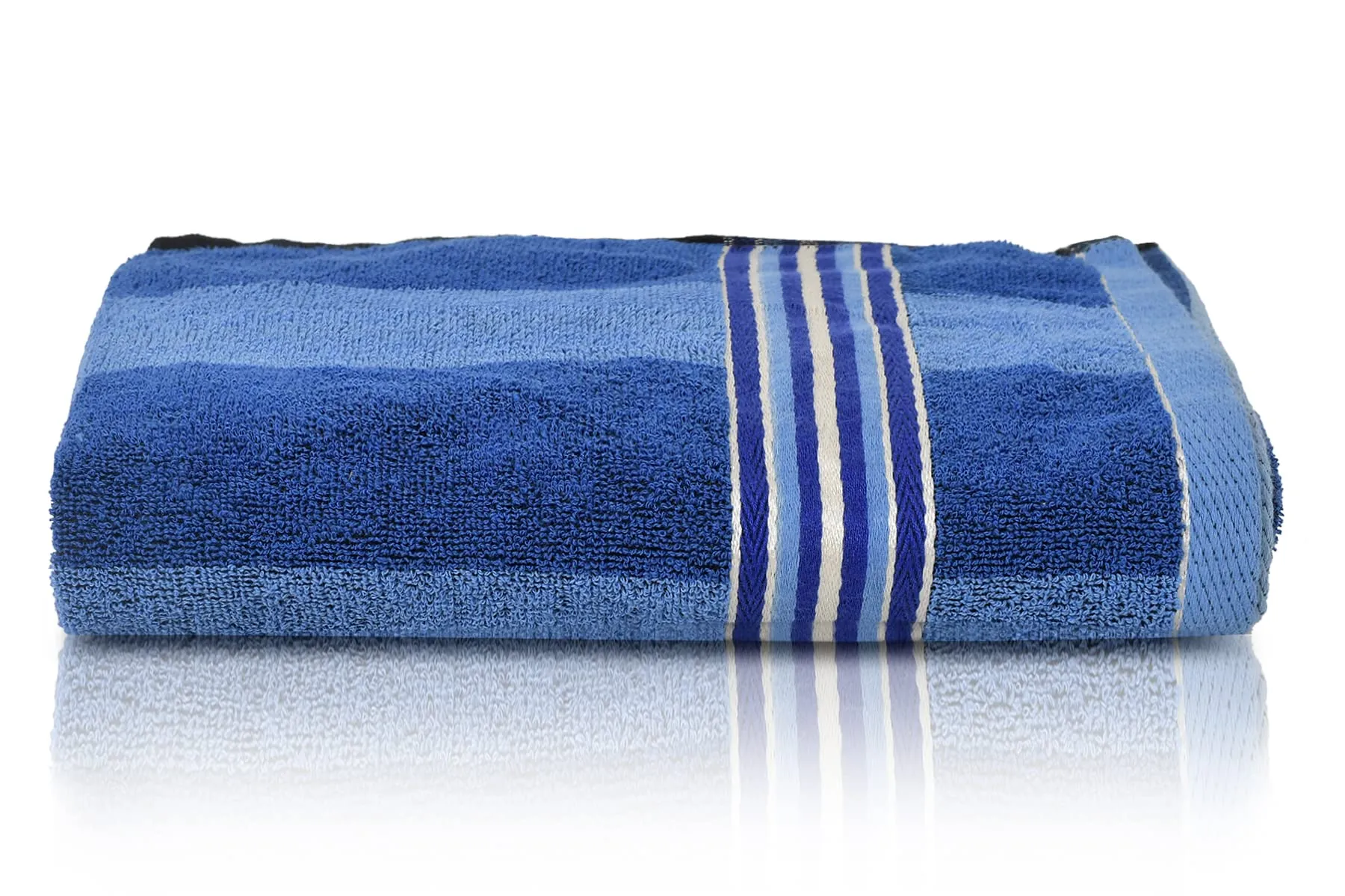 Kuber Industries Lining Design Super Soft, Fluffy, and Absorbent, Cotton Bath Towel Perfect for Daily Use- Pack of 2 (Blue)-44KM0554