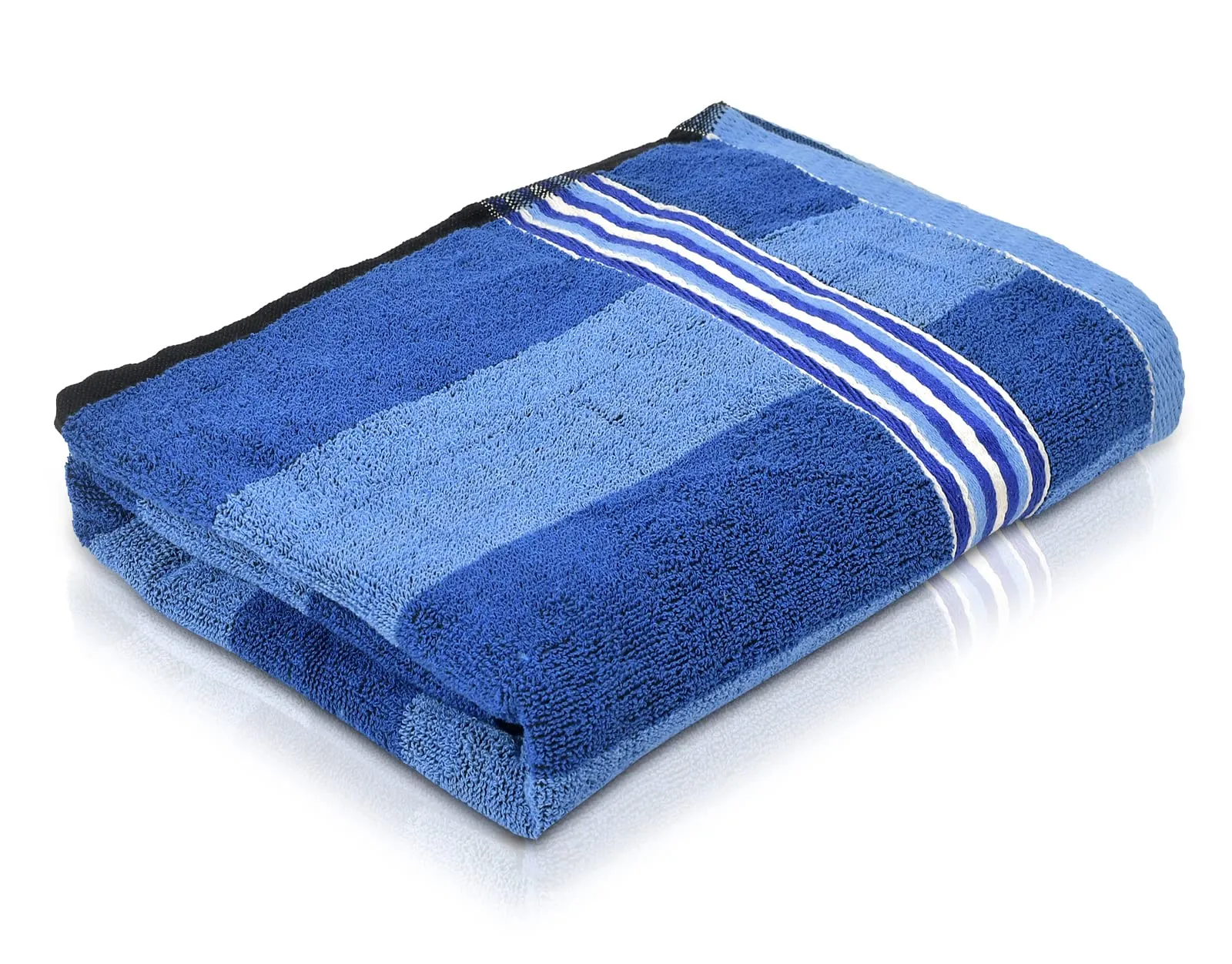 Kuber Industries Lining Design Super Soft, Fluffy, and Absorbent, Cotton Bath Towel Perfect for Daily Use- Pack of 2 (Blue)-44KM0554