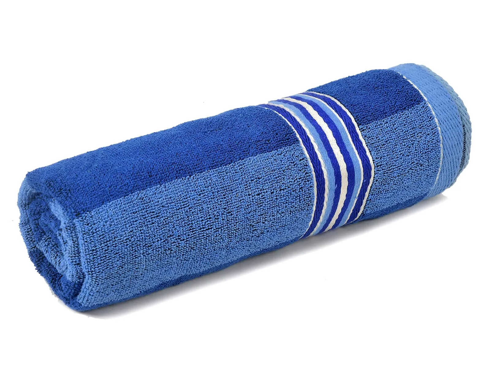 Kuber Industries Lining Design Super Soft, Fluffy, and Absorbent, Cotton Bath Towel Perfect for Daily Use- Pack of 2 (Blue)-44KM0554