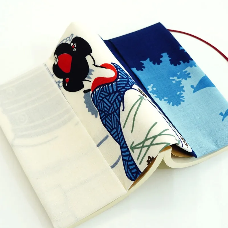 Kyo-Yuzen Dyeing Tenugui Towel (Japanese Hand Towel) - Japanese Maiko in Moonlit Night -, Made in Kyoto, Japan