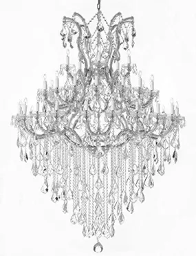 Large Foyer / Entryway Maria Theresa Crystal Chandelier Lighting H 72" W 52" Trimmed With Spectra (Tm) Crystal - Reliable Crystal Quality By Swarovski - Gb104-Silver/B13/2756/36 1Sw