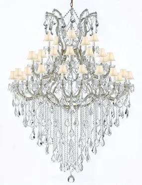 Large Foyer / Entryway Maria Theresa Empress Crystal (Tm) Chandelier Lighting W/White Shade H 72" W 52" - Gb104-Gold/Whiteshade/B13/2756/36 1