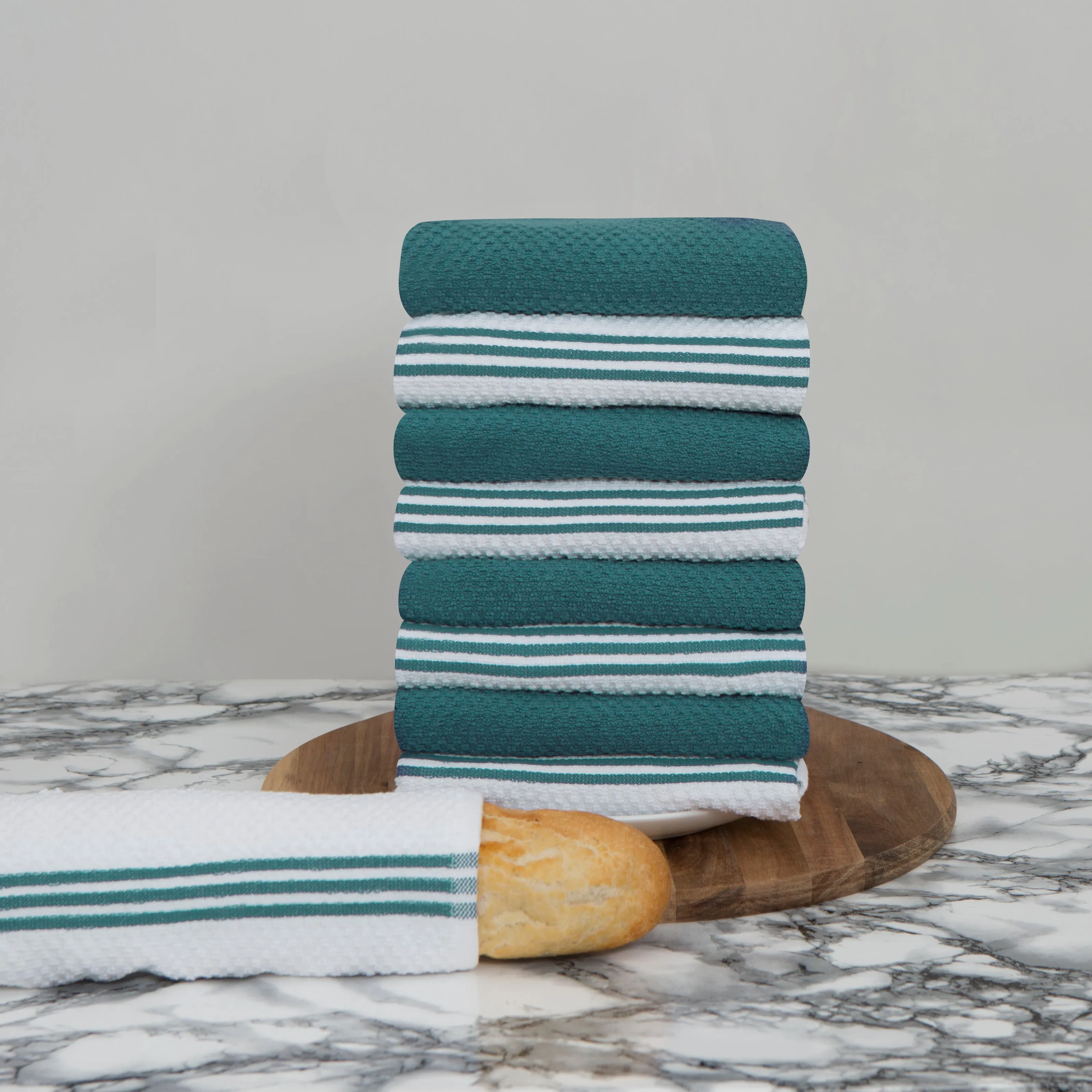 Large Set of 9 Cotton Terry Tea Towels in 4 Colours