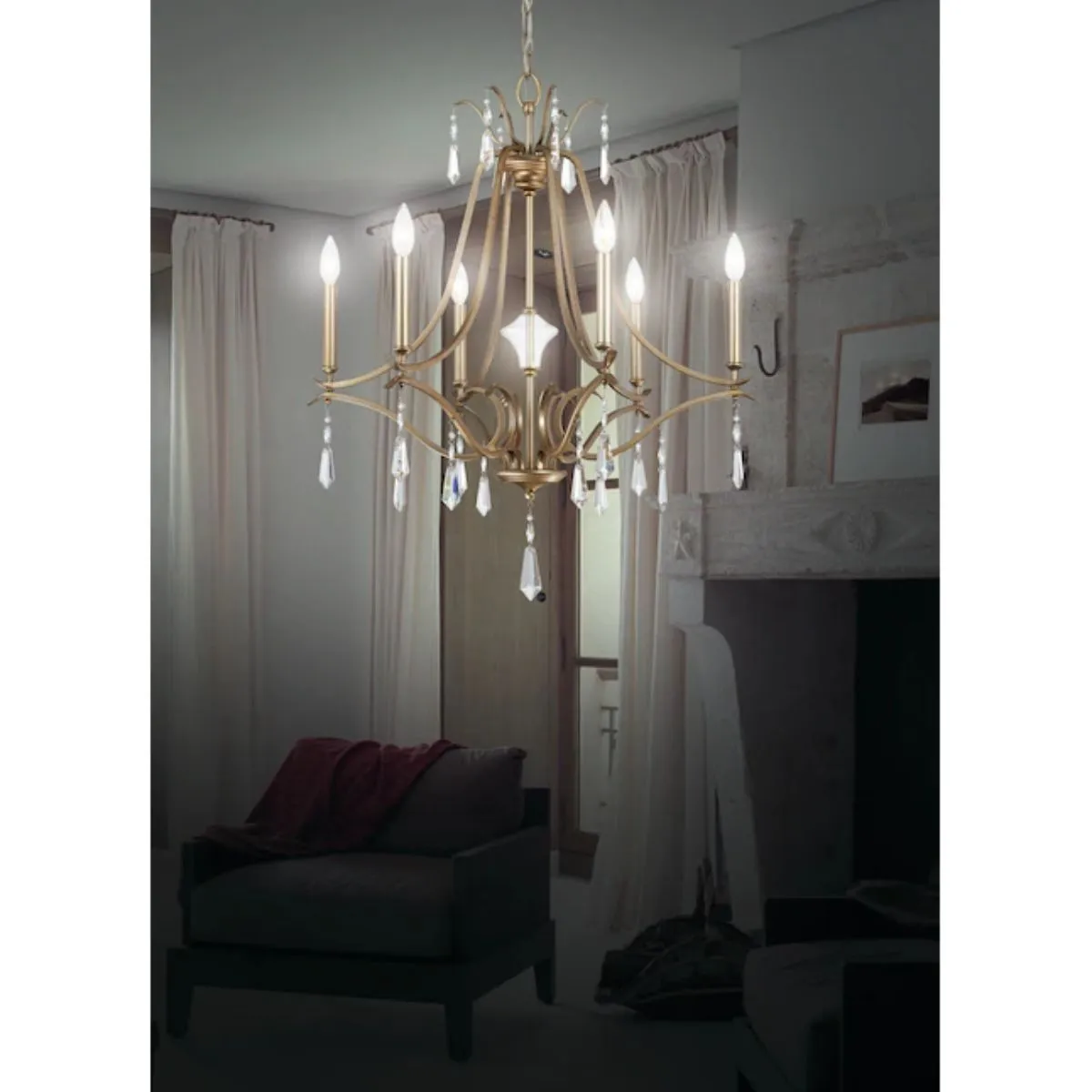 Laurel Estate 27 in. 6 Lights Chandelier Gold finish