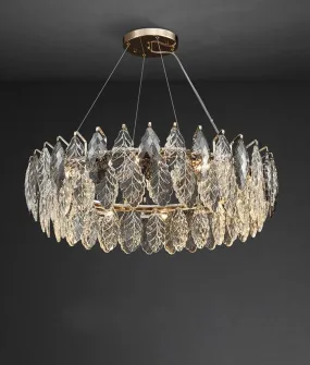 LED Dimmable Crystal Goose Feather Gold Silver Lustre Chandelier