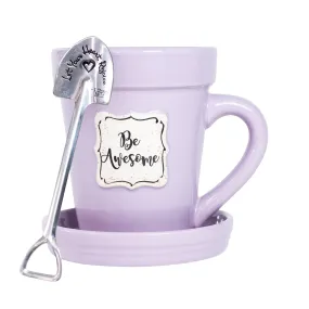 Lilac Flower Pot Mug w/Scripture - “Be Awesome”