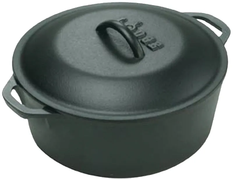 Lodge L8DOL3 Dutch Oven, 5 qt Capacity, Iron, Black, 10-1/4 in Dia, Loop Handle :EA: QUANTITY: 1