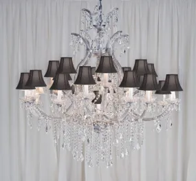 Maria Theresa Chandelier Crystal Chandeliers Lighting H52" X W46" With Black Shades - A83-Blackshades/Silver/52/2Mt/24 1 Gtc