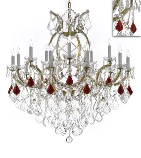 Maria Theresa Chandelier Crystal Lighting Chandeliers Lights Fixture Pendant Ceiling Lamp for Dining room, Entryway , Living room H38" X W37" - Dressed with Ruby Red Crystals - A83-B98/21510/15 1