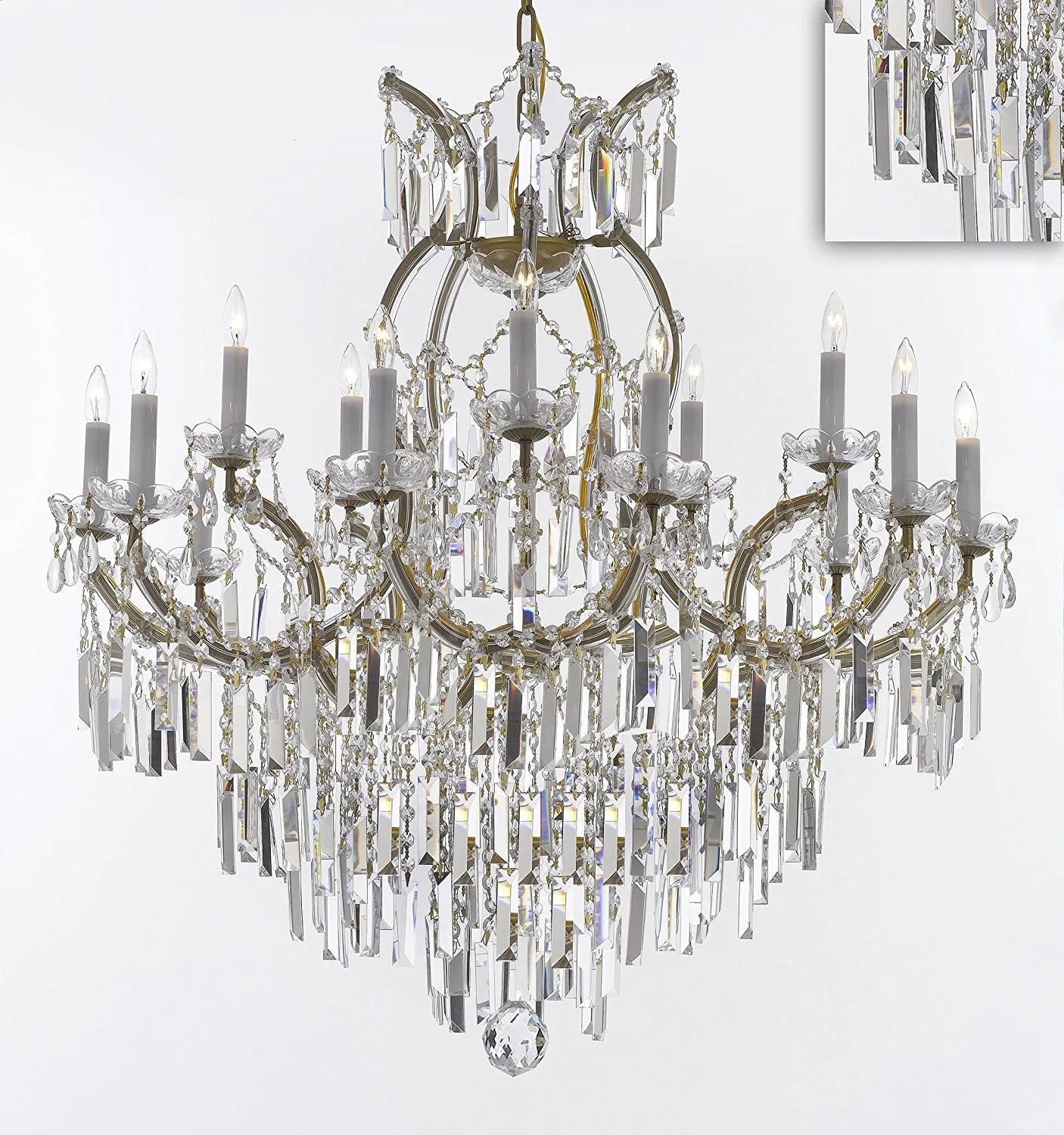 Maria Theresa Chandelier Crystal Lighting Chandeliers with Optical Quality Fringe Prisms! Great for the Dining Room, Foyer, Entry Way, Living Room! H38" X W37" - A83-B8/21510/15 1