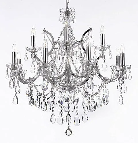 Maria Theresa Chandelier Lighting Crystal Chandeliers H30 "X W28" Chrome Finish - J10-Chrome/26049/12 1