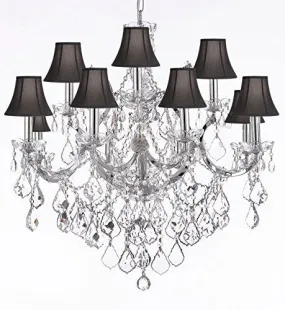 Maria Theresa Chandelier Lighting Crystal Chandeliers H30 "X W28" Chrome Finish With Shades - J10-Sc/Blackshades/B7/Chrome/26049/12 1