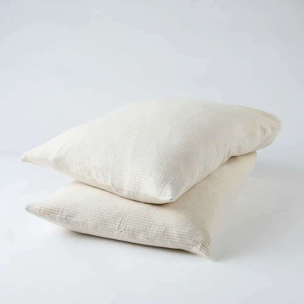 Marina Pillowcase Set - Off White w' Natural Stripe