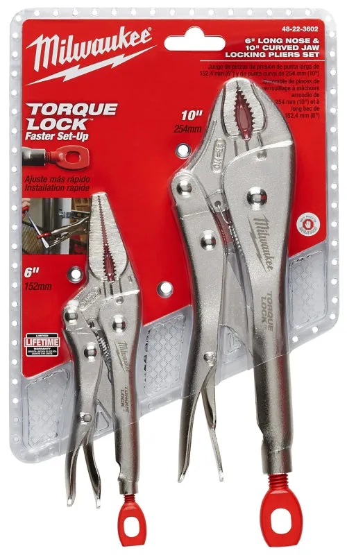 Milwaukee 48-22-3602 Locking Plier Set, Silver Handle :EA: QUANTITY: 1