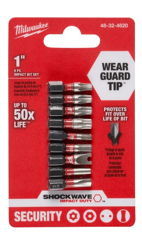 Milwaukee 48-32-4620 Security Insert Bit Set, 9-Piece, Steel, Black Phosphate :CD: QUANTITY: 1