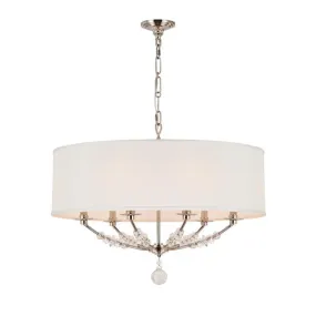 MIRAGE 6 LIGHT DRUM SHADE CHANDELIER, POLISHED SILVER