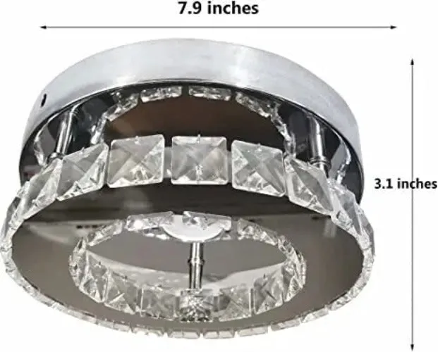 Modern Crystal Chandelier Flush Led Crystal Ceiling Light Finish Chrome Crystal Pendant for Living Room Kitchen Office Bedroom Dining Room