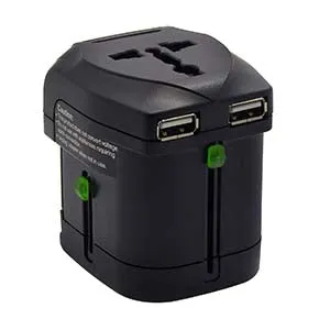 Multi-Nation Travel Adapter with Dual USB Charger (2.4A)