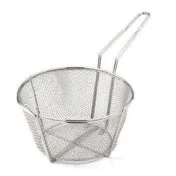 Nella 8.5" Round #6 Mesh Fry Basket with 7" Handle, 7" Deep