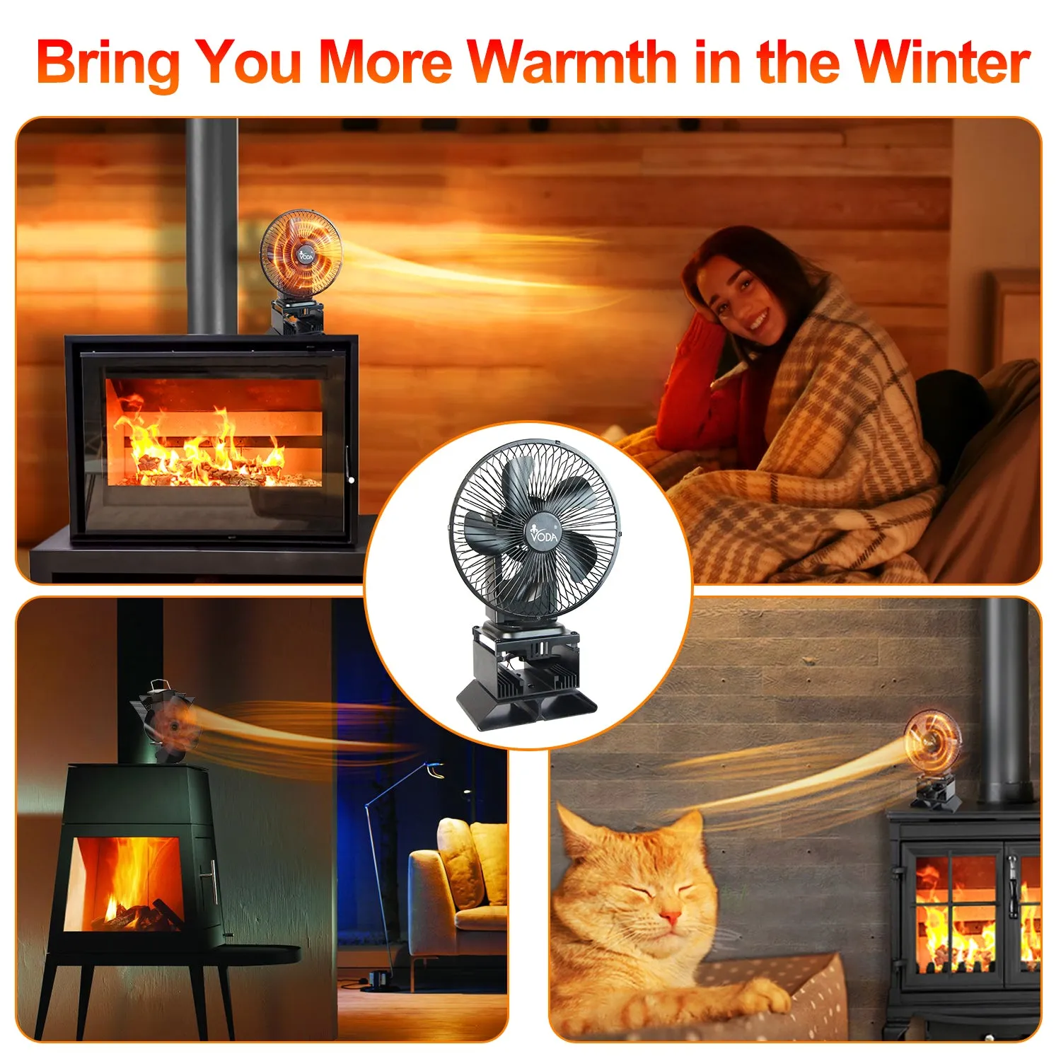 New Arrival Safety Heat Powered Oscillating Stove Fan with Shell Protection VDSF695RB