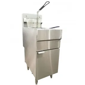 Omcan 43545 Liquid Propane Gas 50 lb. Stainless Steel Floor Fryer - 120,000 BTU