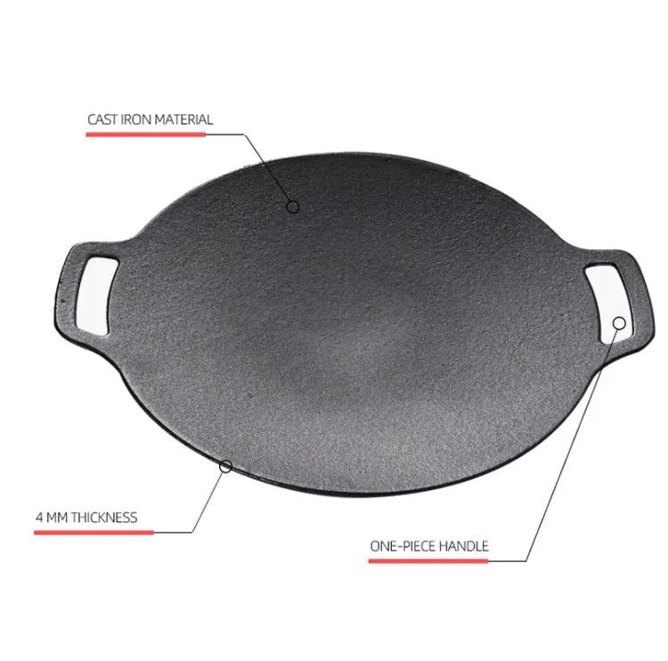 Outdoor Camping BBQ Cast Iron Grill Pan,Style: Baking Pan Hemp Rope Storage Bag