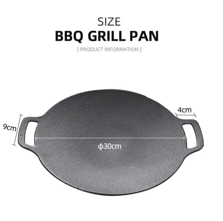 Outdoor Camping BBQ Cast Iron Grill Pan,Style: Baking Pan Hemp Rope Storage Bag