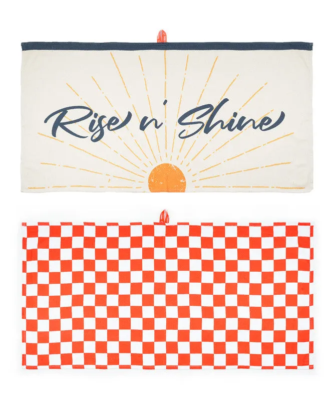 Pack of 2 - Bamboo Bath Towel - Rise N'Shine   Citrus Checkered