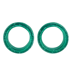 Pack of 2 Premium Scissor Finger Ring Inserts in Green Sparkles by PetStore.Direct