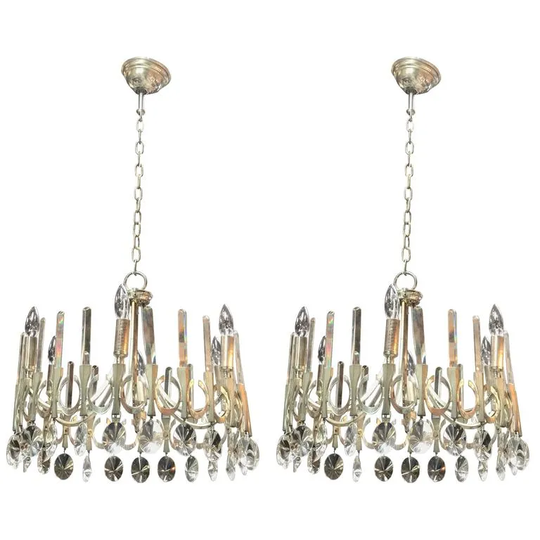 Pair of Gaetano Sciolari Chandeliers