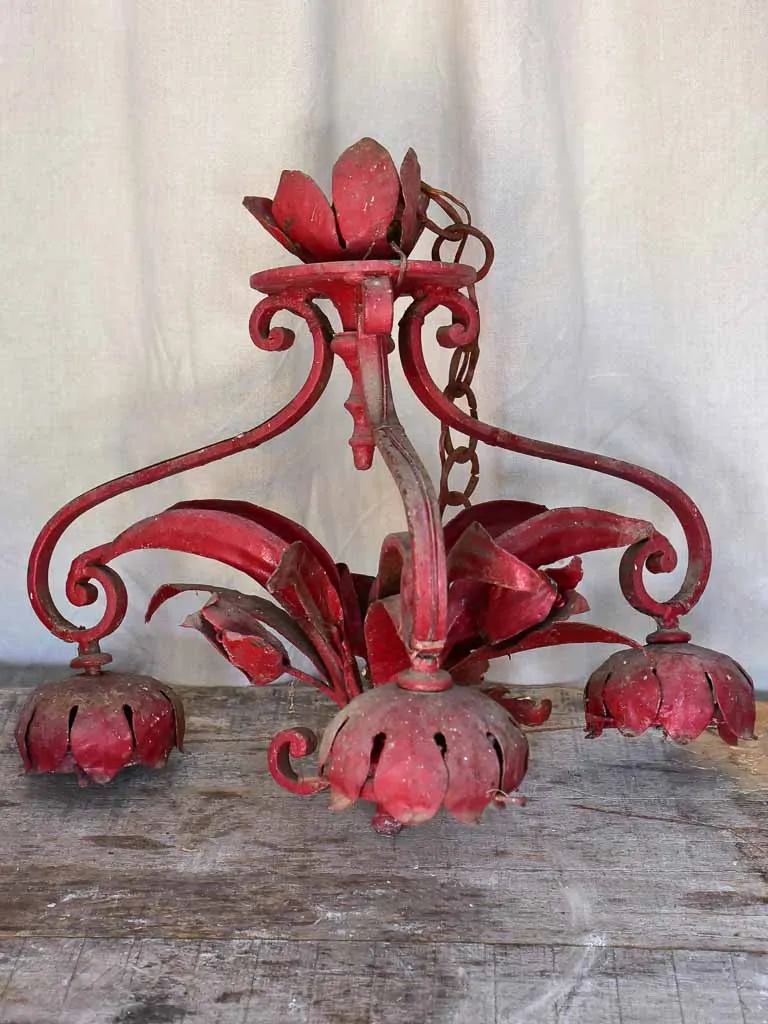 Pair of Rustic Red Chandeliers