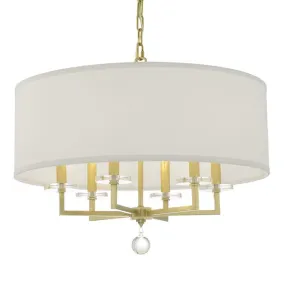 PAXTON 6 LIGHT CHANDELIER, AGED BRASS