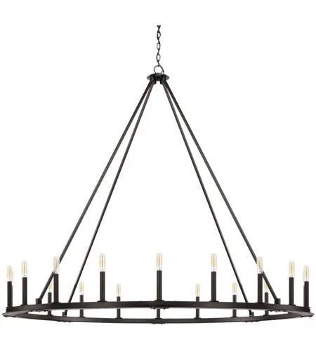 PEARSON 20 LIGHT CHANDELIER, BLACK IRON