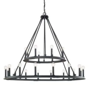 PEARSON 24 LIGHT CHANDELIER, BLACK IRON