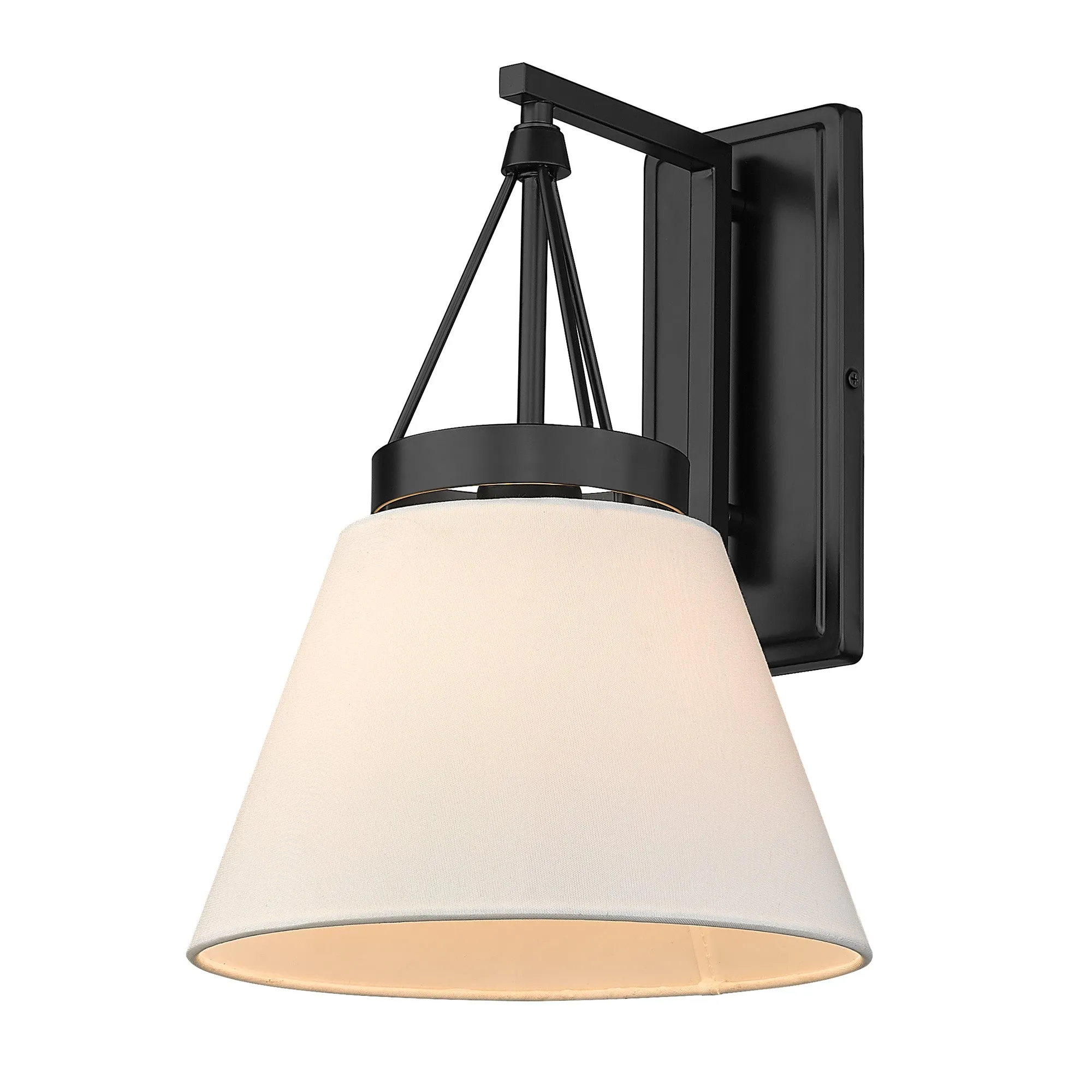 Penn 1 Light Wall Sconce in Matte Black with Modern White Shade