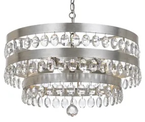 PERLA 5 LIGHT CHANDELIER, ANTIQUE SILVER