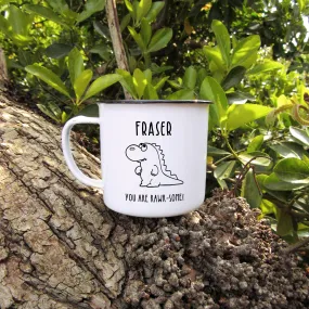 Personalised Metal Dinosaur Enamel Mug, 13oz